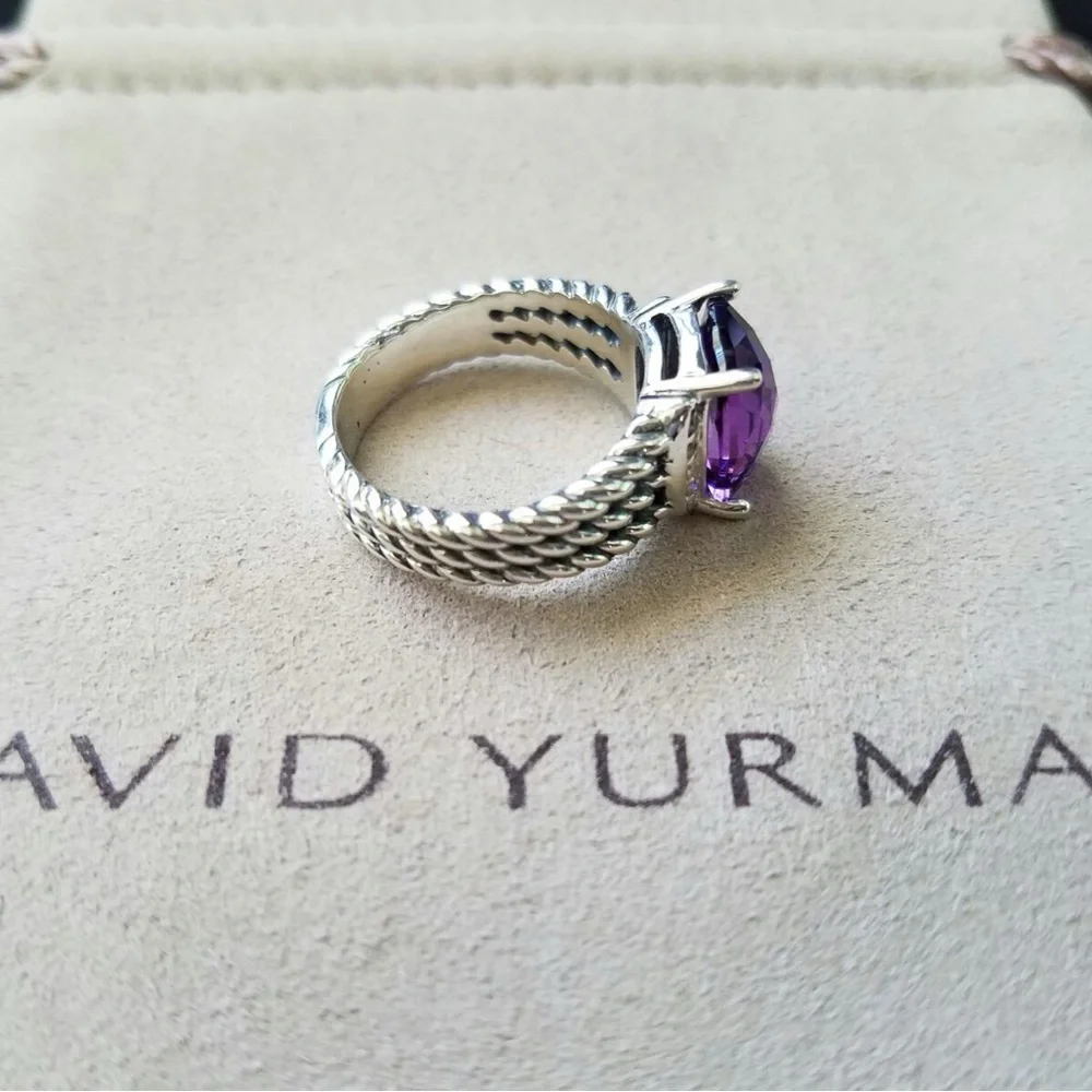 David Yurman Petite Wheaton Ring with Amethyst and white Diamonds - Picture 5 of 5